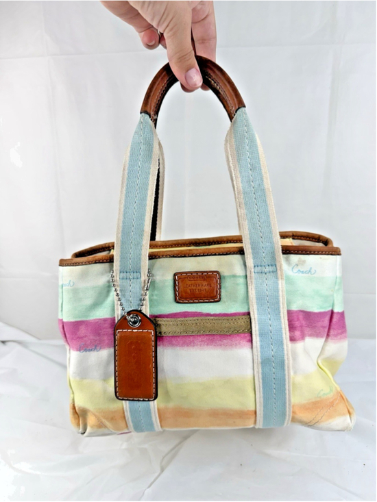 Coach Handbags - Vintage Coach Hamptons Y2K Watercolor Pastel Stripes Tote